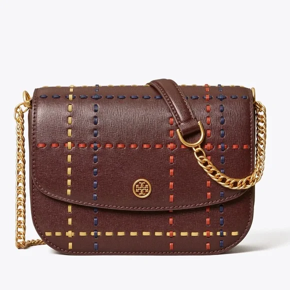 Tory Burch Woven Plaid convertible shoulder bag NEW